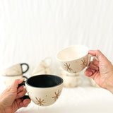 Handmade star-pattern ceramic mug, sample design on sale