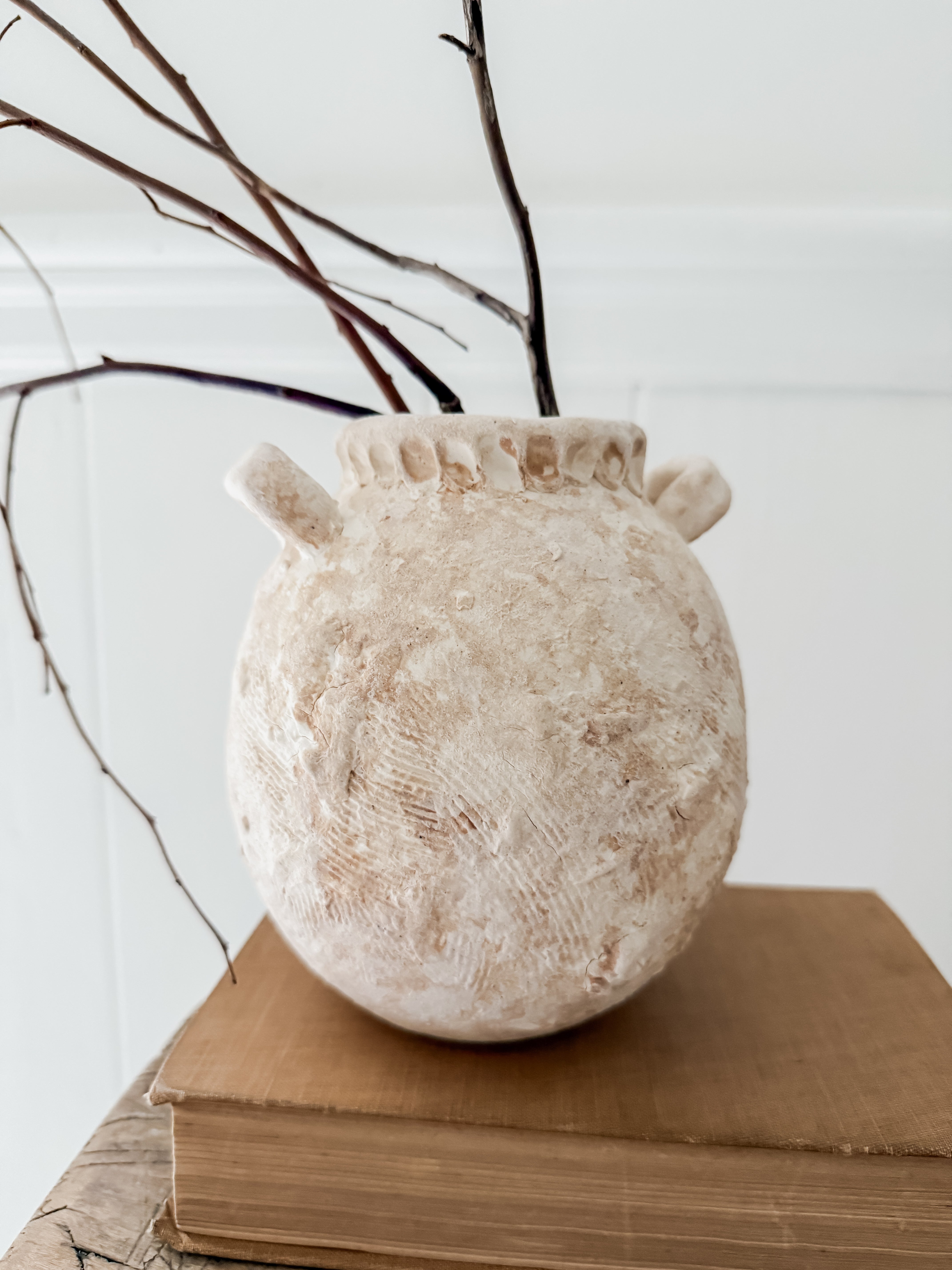 Handmade bellied stoneware vase in an earthy Unearthed textured finish
