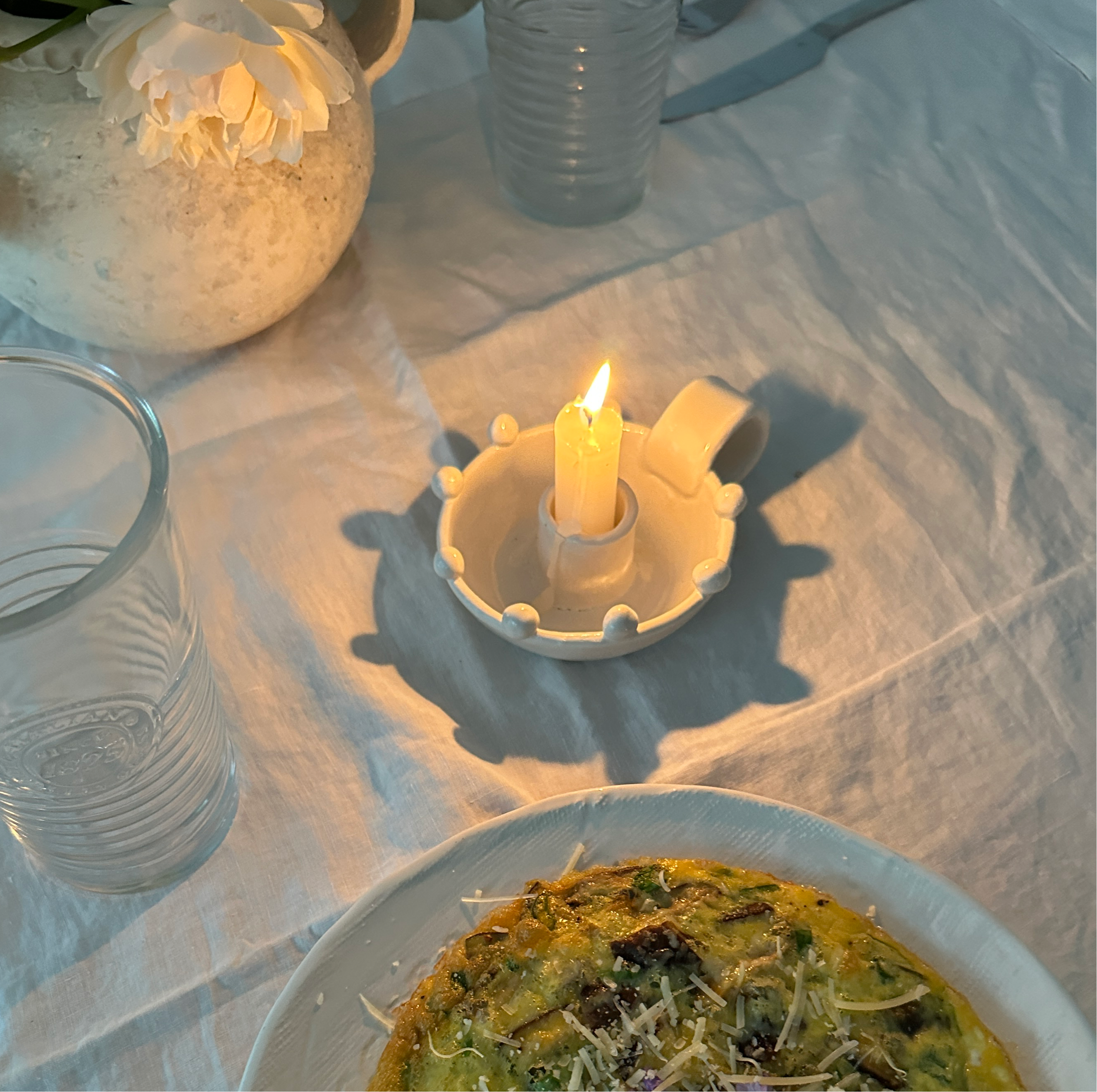 Handmade beaded ceramic candle holder by Muddy Heart