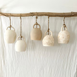 Handmade ceramic bell-shaped pendant lamp with plug-in cord, a seconds-sale piece
