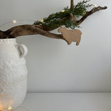 Personalized porcelain sheep ornament with a custom name, a handmade baby's first Christmas keepsake