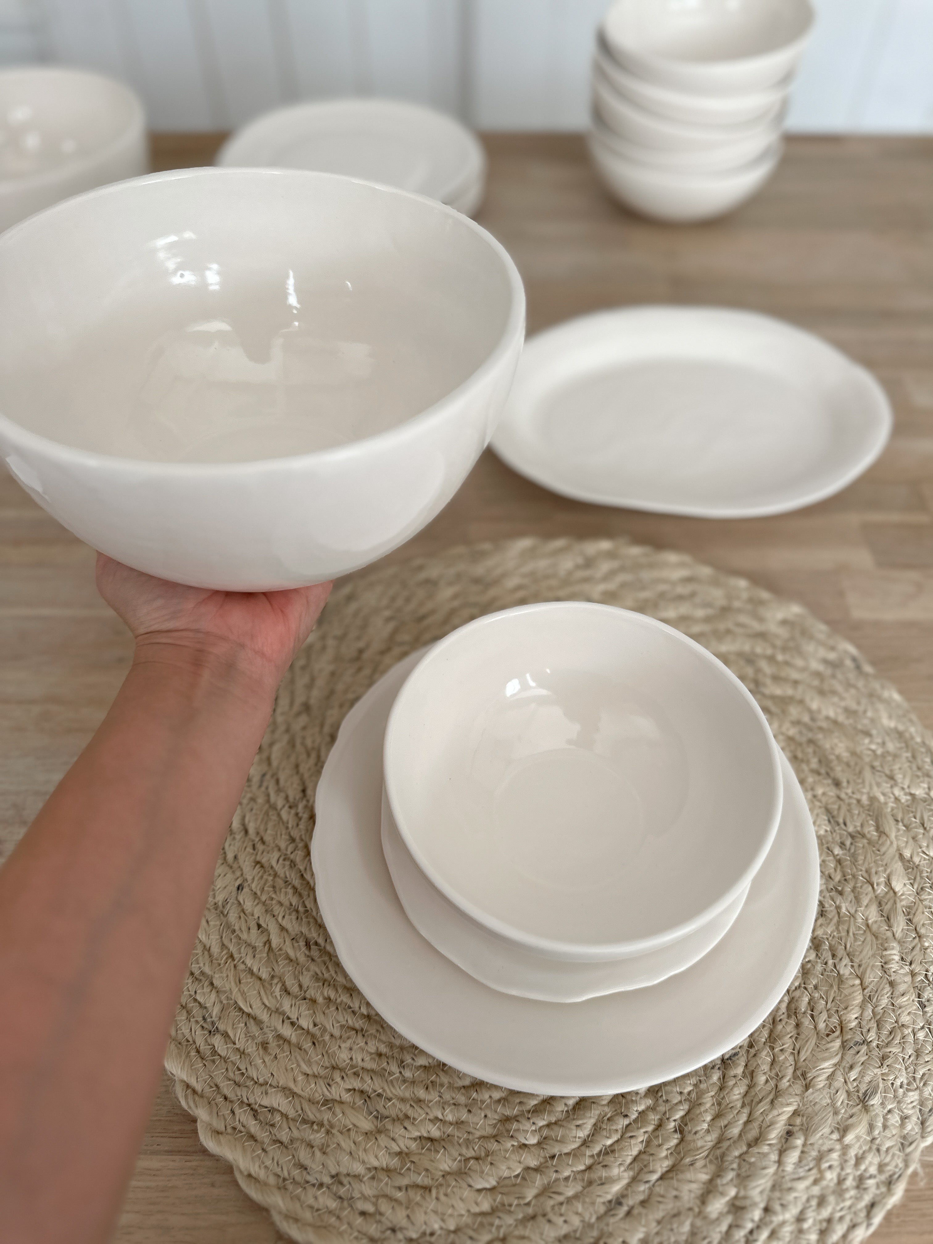 Handmade stoneware small dish with a raw-shaped edge