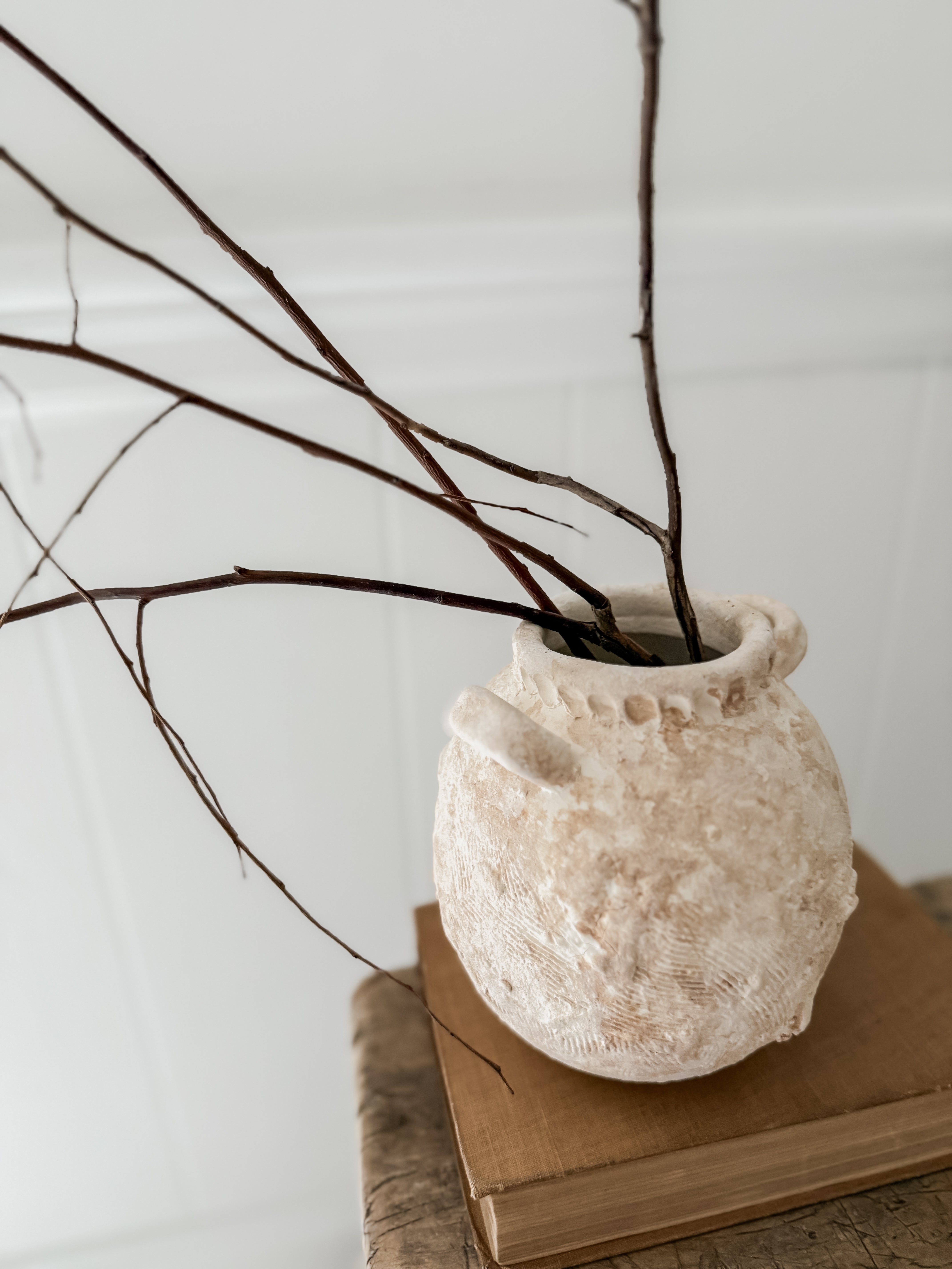 Handmade bellied stoneware vase in an earthy Unearthed textured finish
