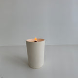 Ceramic tumbler soy candle with a crackling wood wick