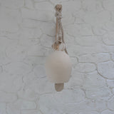 Handmade large round-handle ceramic bell with thick cotton rope