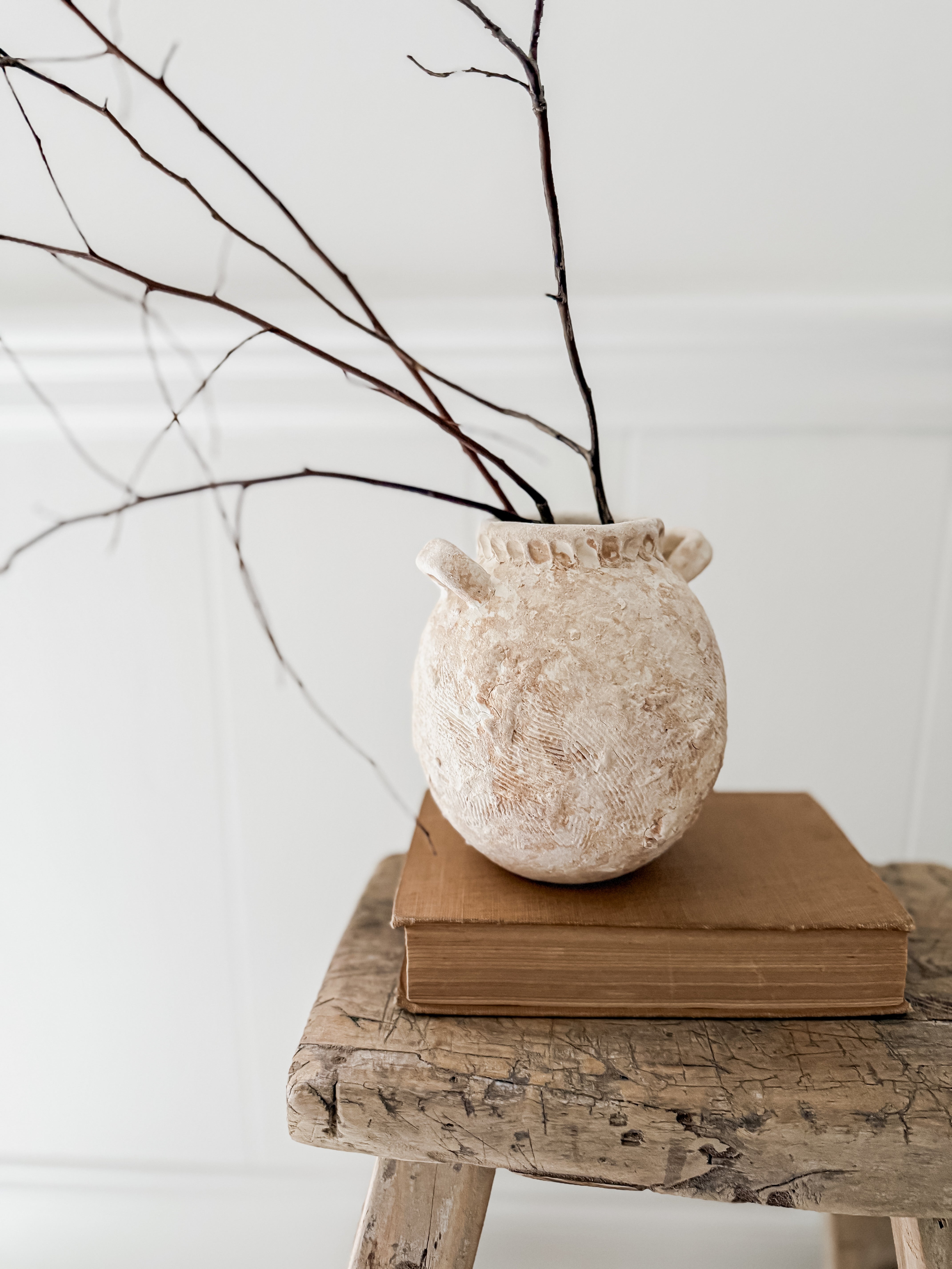 Handmade bellied stoneware vase in an earthy Unearthed textured finish