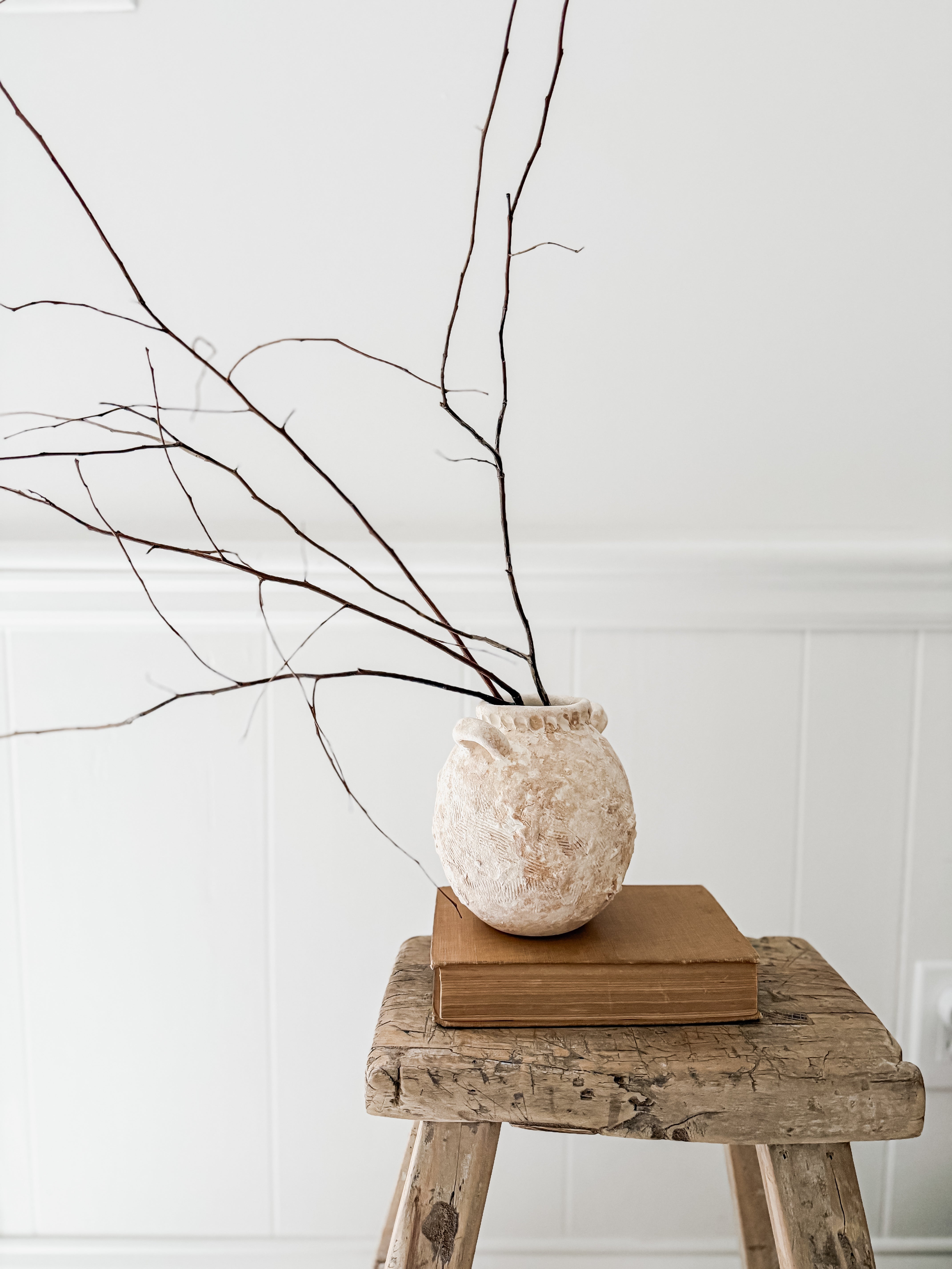 Handmade bellied stoneware vase in an earthy Unearthed textured finish