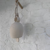 Handmade large round-handle ceramic bell with thick cotton rope