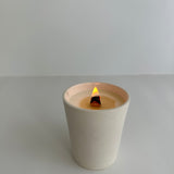 Handmade ceramic tumbler soy candle with carved star design