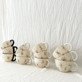 Ceramic mug with a celestial star texture, gloss white interior