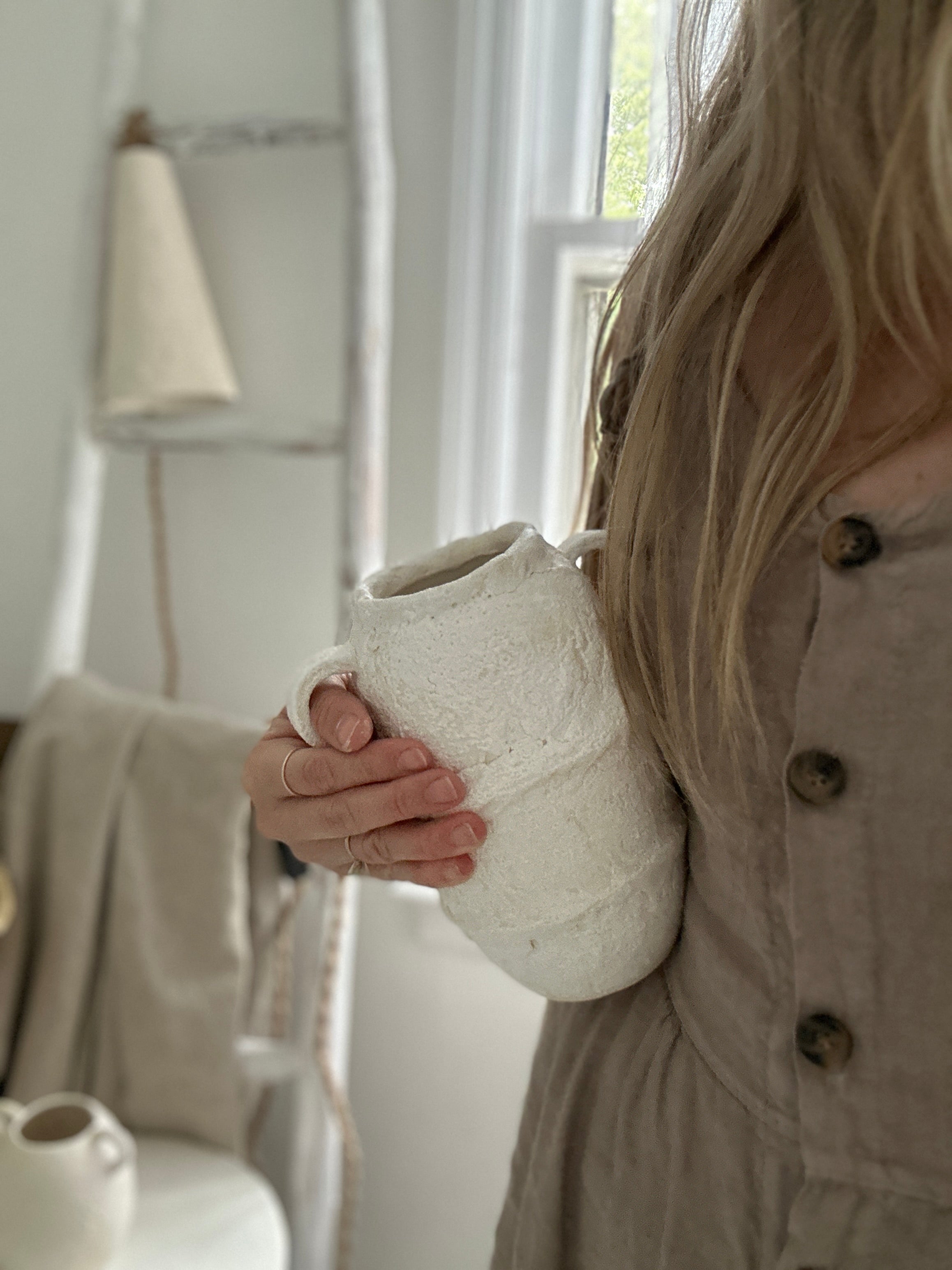 Neutral-toned ceramic vases with a rustic look