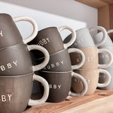 Ceramic couple's mug set in matte grey and buff, seconds sale