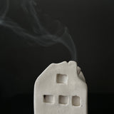 Cottage incense burner with chimney detail for a cozy tabletop ritual