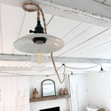 Plug-in ceramic pendant lights in a neutral stoneware finish