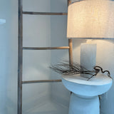 Minimalist ceramic column table lamp in a neutral finish