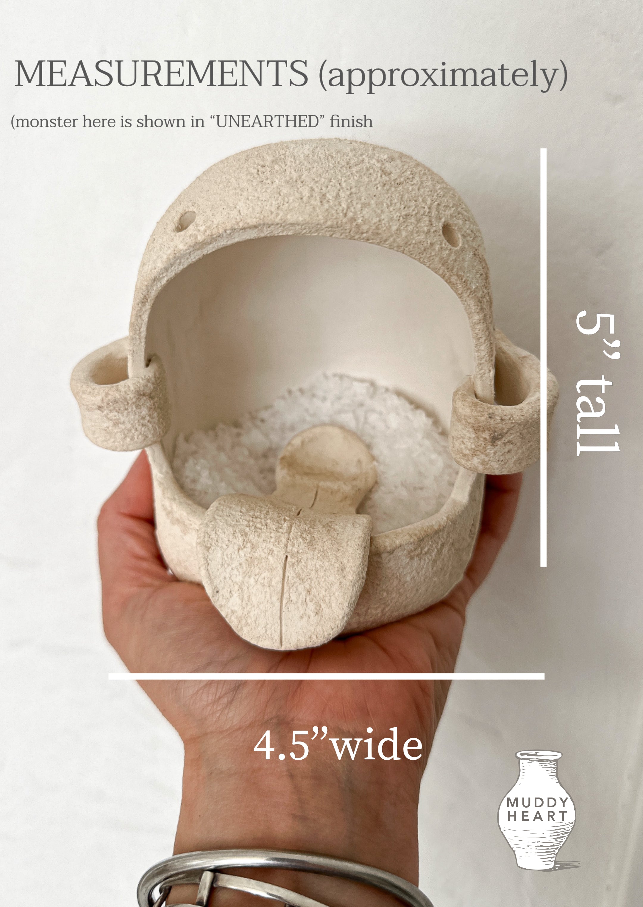 Handmade ceramic salt cellar with a wide opening for countertop salt