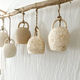 Handmade ceramic bell pendant lamp, plug-in style with switch