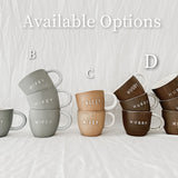 Pair of ceramic couple's mugs in neutral glazes, sample design