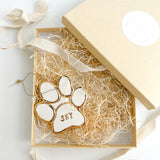 Handmade porcelain pet paw ornament with 22K gold luster by Muddy Heart