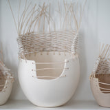 Handmade woven ceramic pottery basket by Muddy Heart