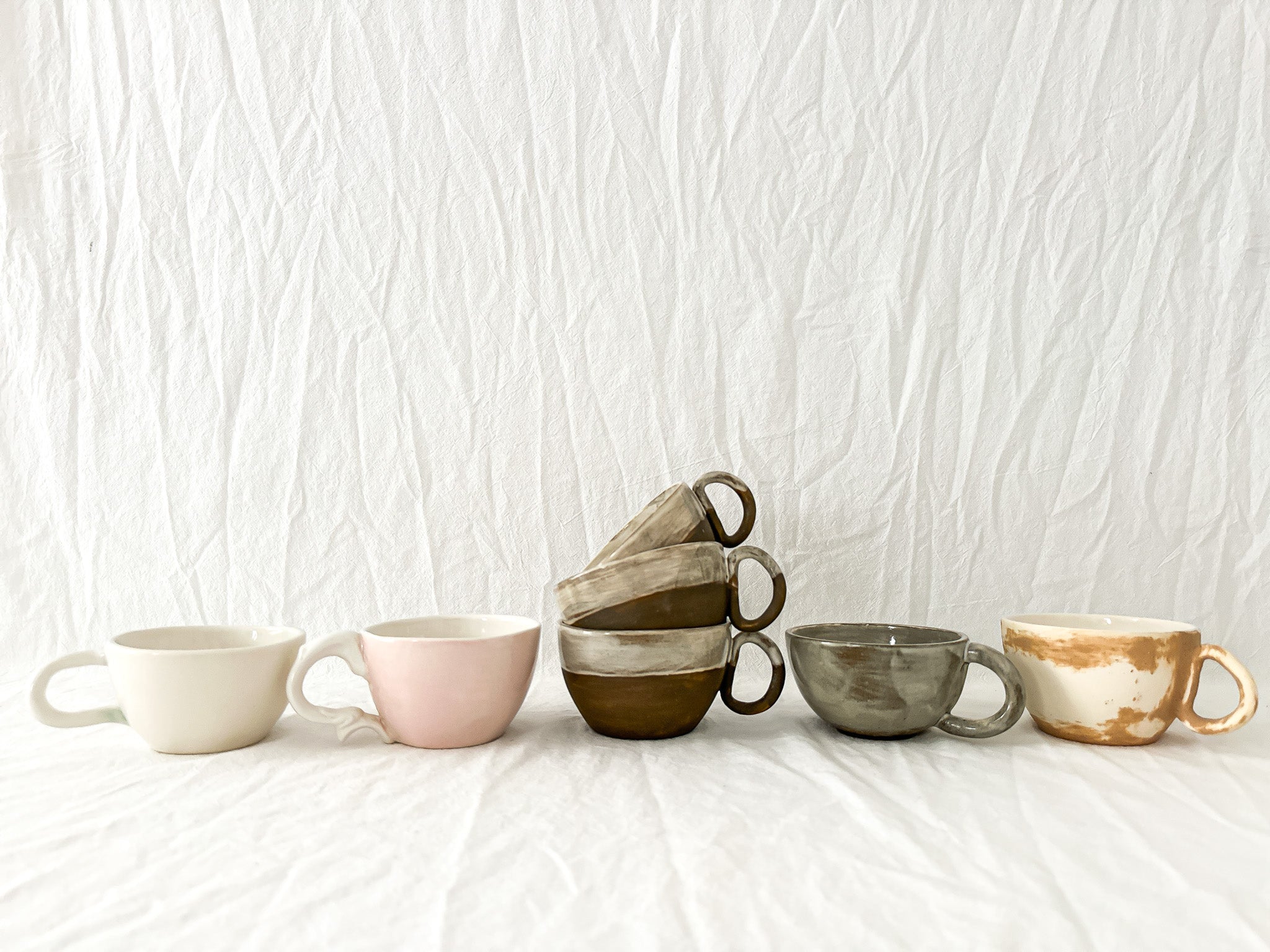 Neutral-glazed handmade ceramic coffee mug on sale