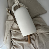 Handmade extra-large long ceramic bell with wooden ringer