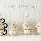 Star-textured ceramic coffee mug with a frost-black interior