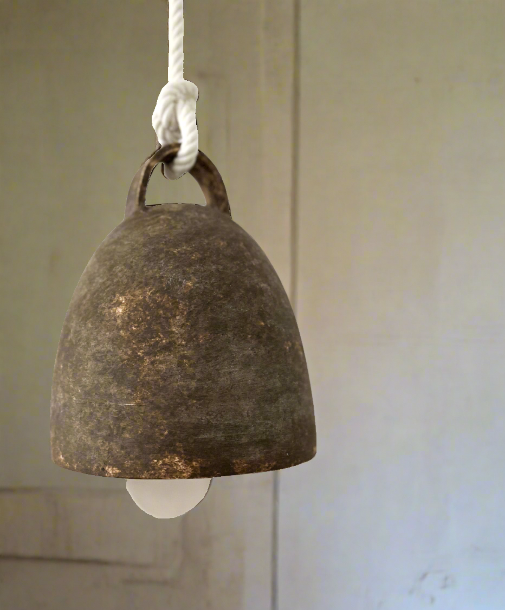 Handmade large ceramic campana bell, detail of the glazed surface