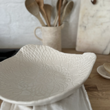Handmade large lace-textured ceramic serving bowl by Muddy Heart