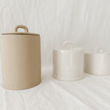 Handmade ceramic pantry canister with a handle