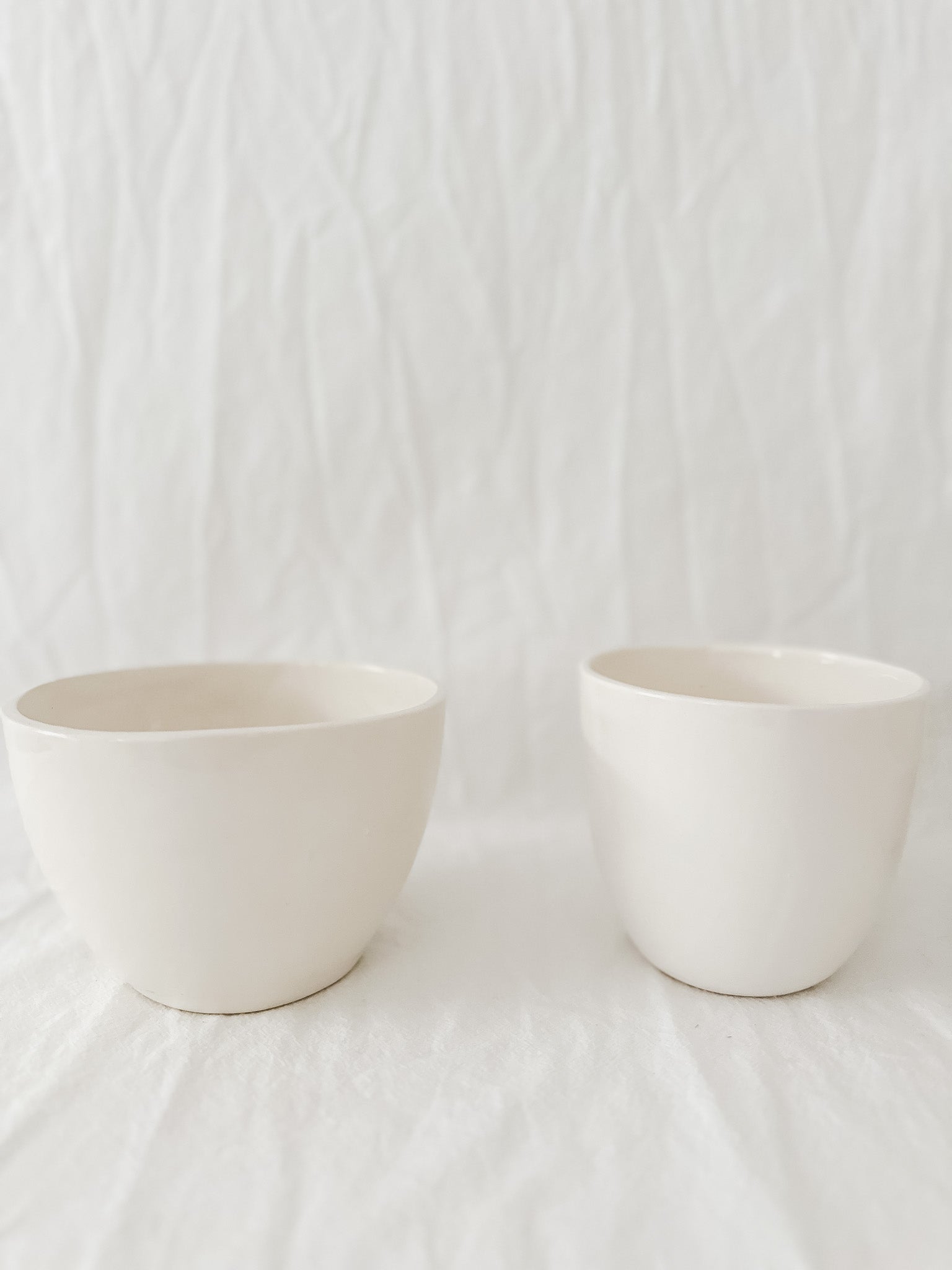 Handmade ceramic kitchen bowl in white glaze, seconds sale