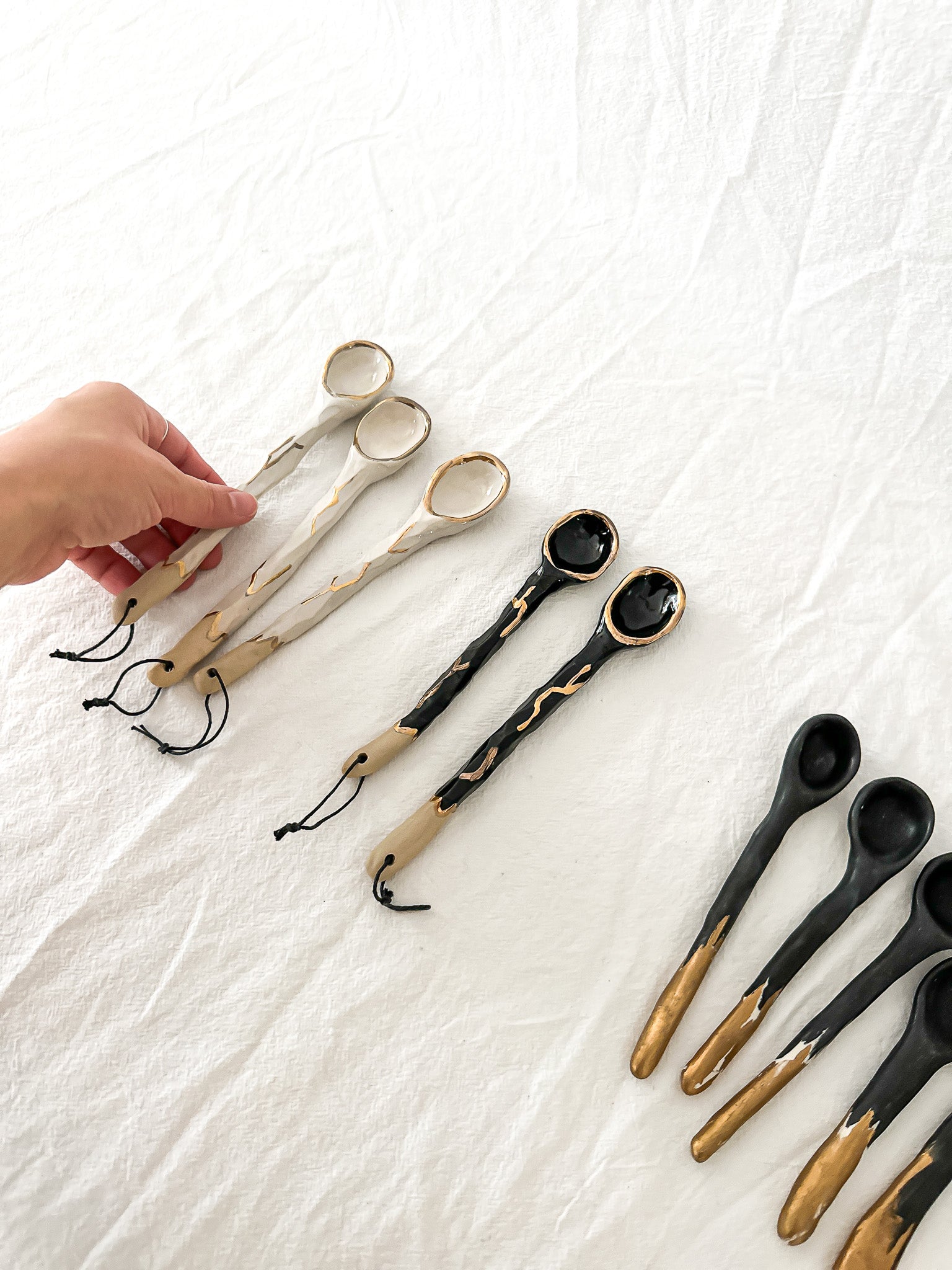 Handmade sculptural ceramic serving spoon, seconds sale