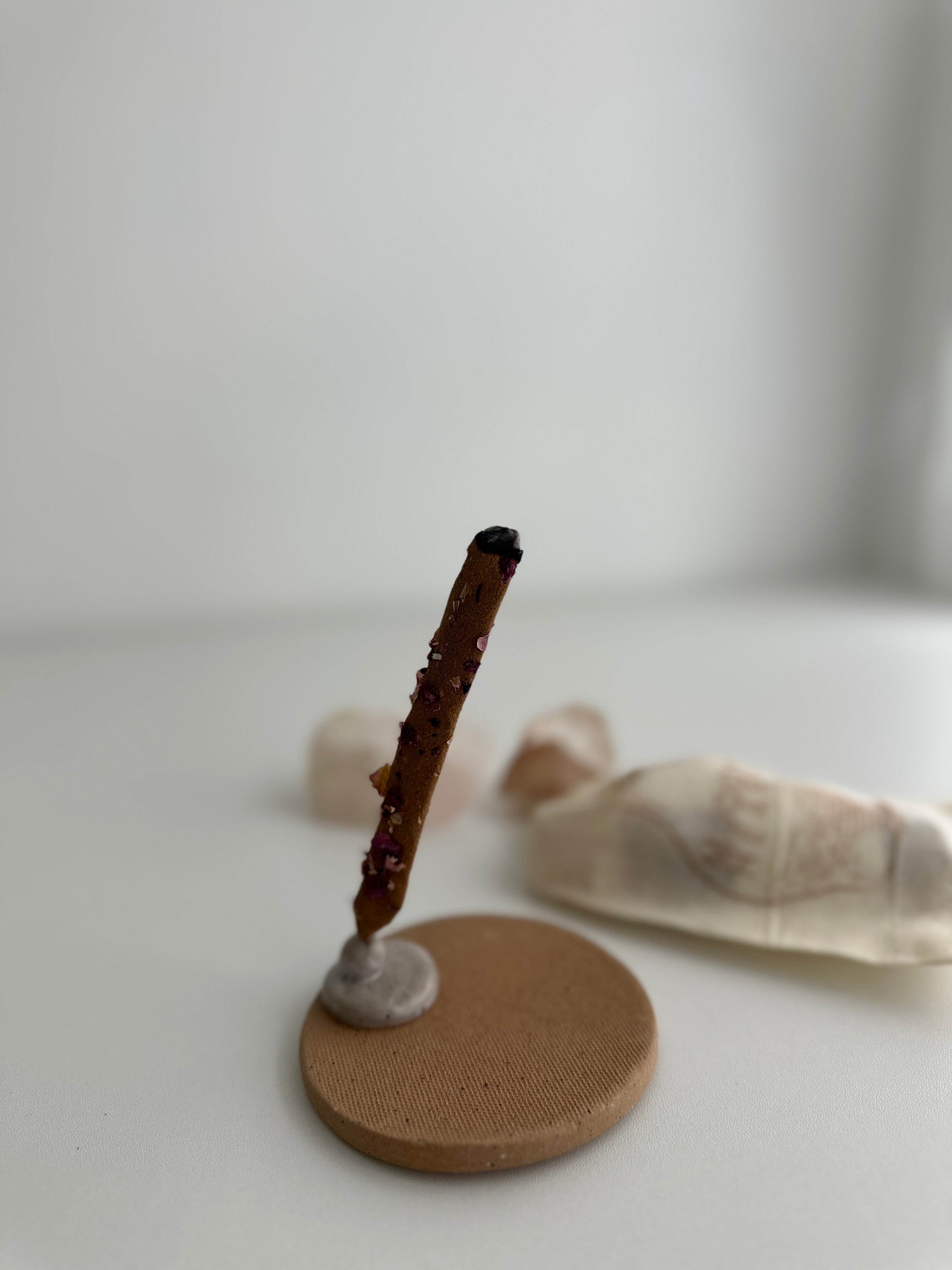 Handmade ceramic sphere incense burner in a neutral glaze by Muddy Heart
