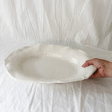 Large handmade rustic ceramic serving platter, 14 inches long, food-safe seconds-sale piece from Muddy Heart