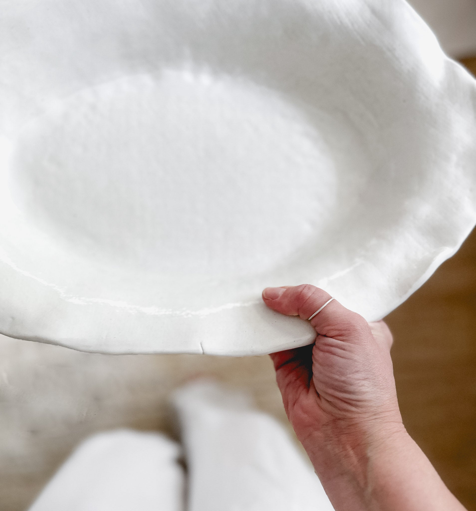 Large handmade rustic ceramic serving platter, 14 inches long, food-safe seconds-sale piece from Muddy Heart