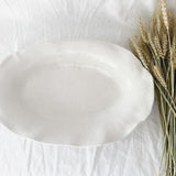 Large handmade rustic ceramic serving platter, 14 inches long, food-safe seconds-sale piece from Muddy Heart