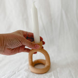 Handmade ceramic arc-shaped taper candle holder, seconds-sale piece from Muddy Heart