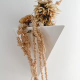 Handmade gloss white ceramic pyramid wall planter, watertight, for plants or dried flowers, seconds-sale piece from Muddy Heart