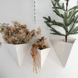 Handmade gloss white ceramic pyramid wall planter, watertight, for plants or dried flowers, seconds-sale piece from Muddy Heart