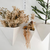 Handmade gloss white ceramic pyramid wall planter, watertight, for plants or dried flowers, seconds-sale piece from Muddy Heart