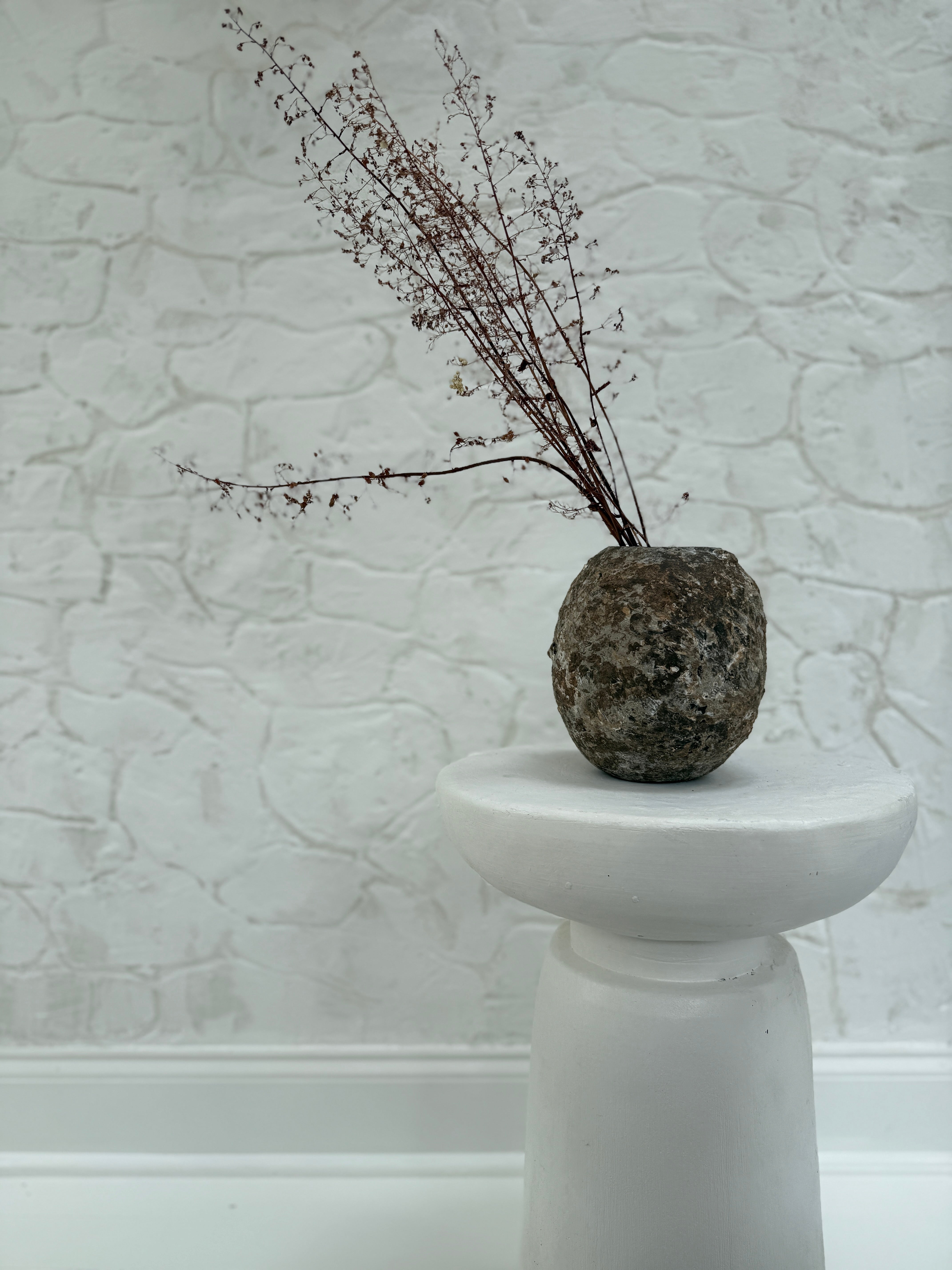 Handmade textured moon jar hand-built from wild North Carolina clays