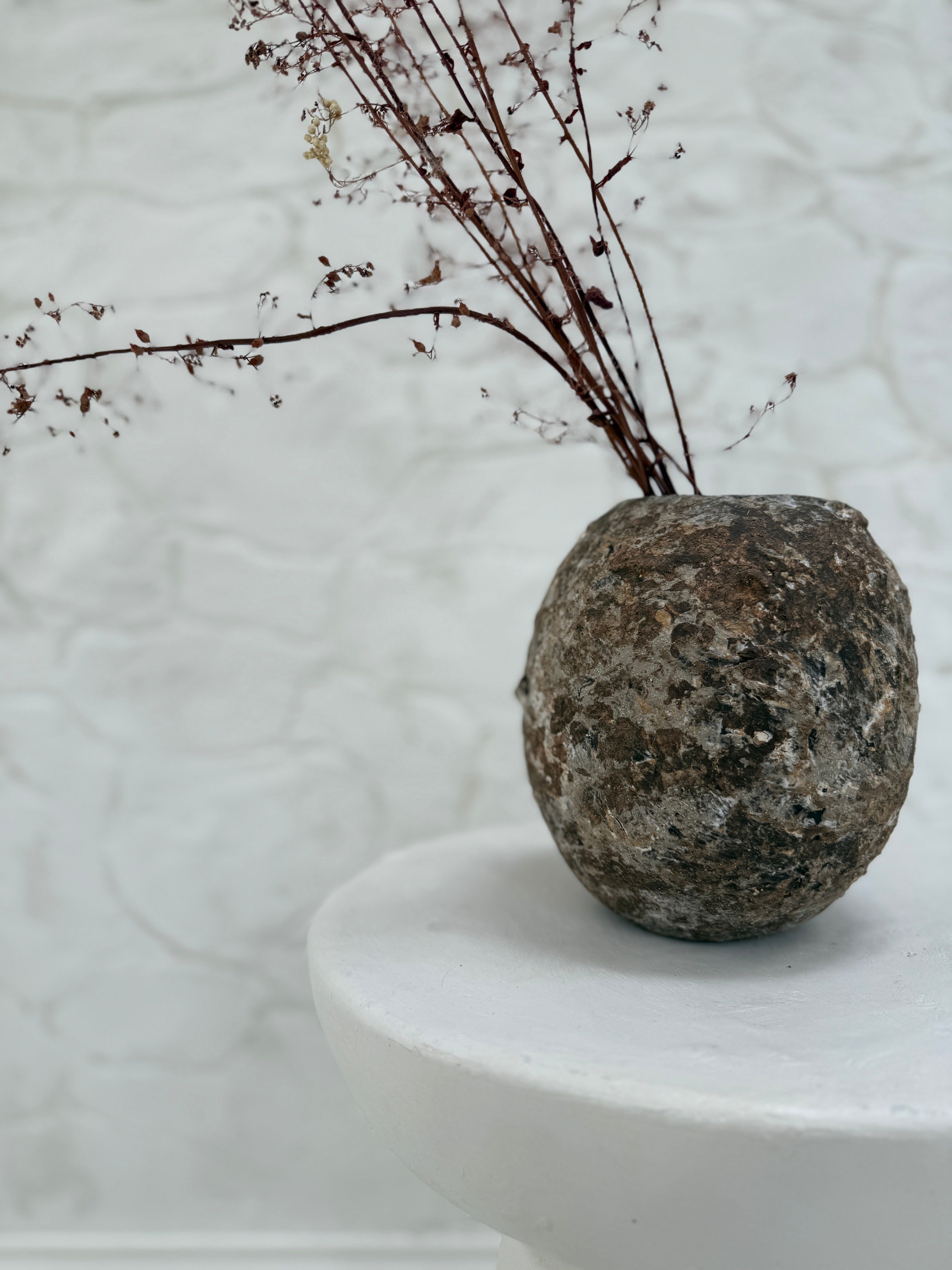 Handmade textured moon jar hand-built from wild North Carolina clays