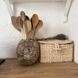 Handmade textured moon jar hand-built from wild North Carolina clays