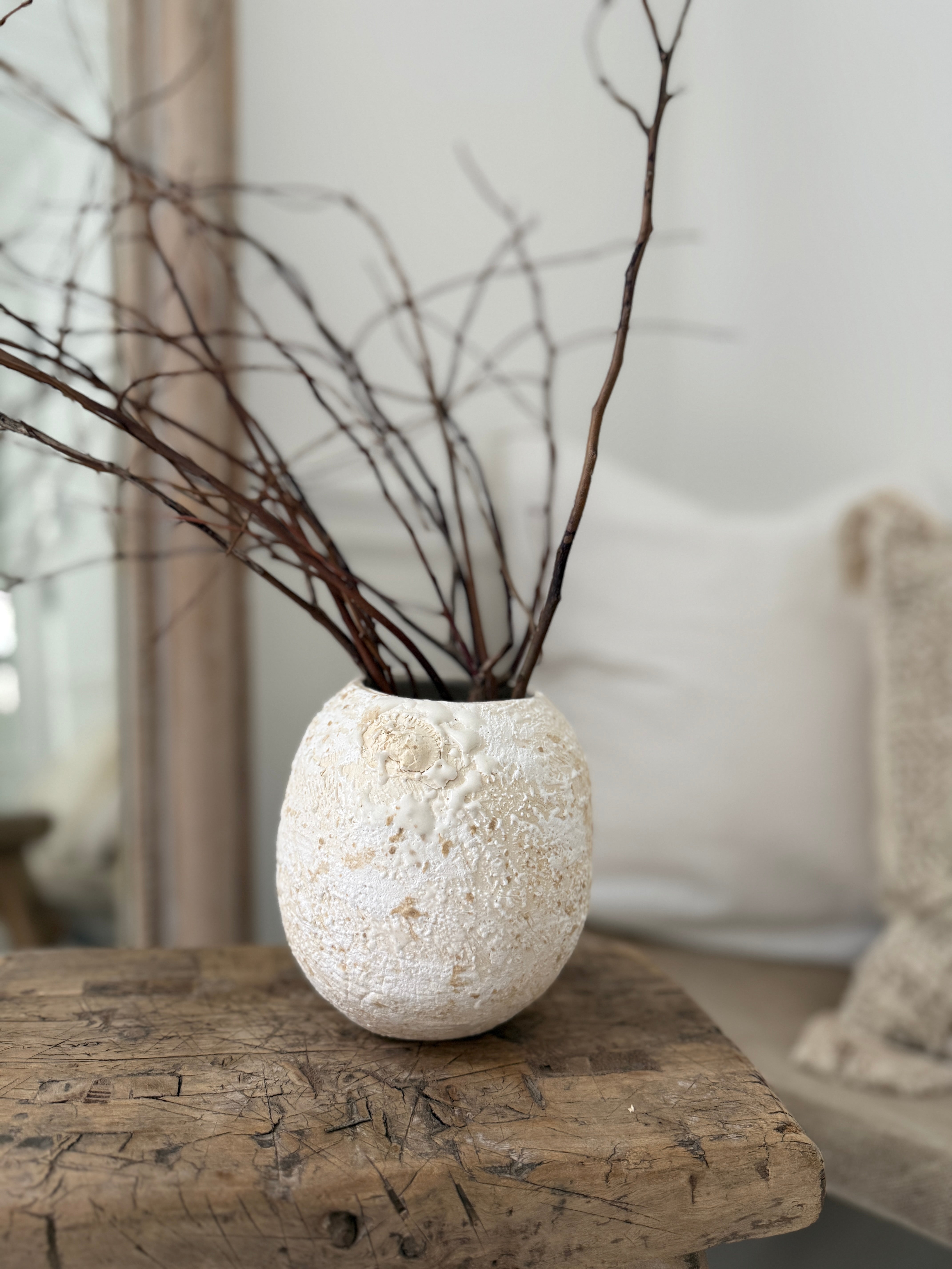 Small handmade textured stoneware bowl vessel for flowers or kitchen utensils