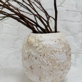 Small handmade textured stoneware bowl vessel for flowers or kitchen utensils