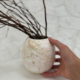 Small handmade textured stoneware bowl vessel for flowers or kitchen utensils