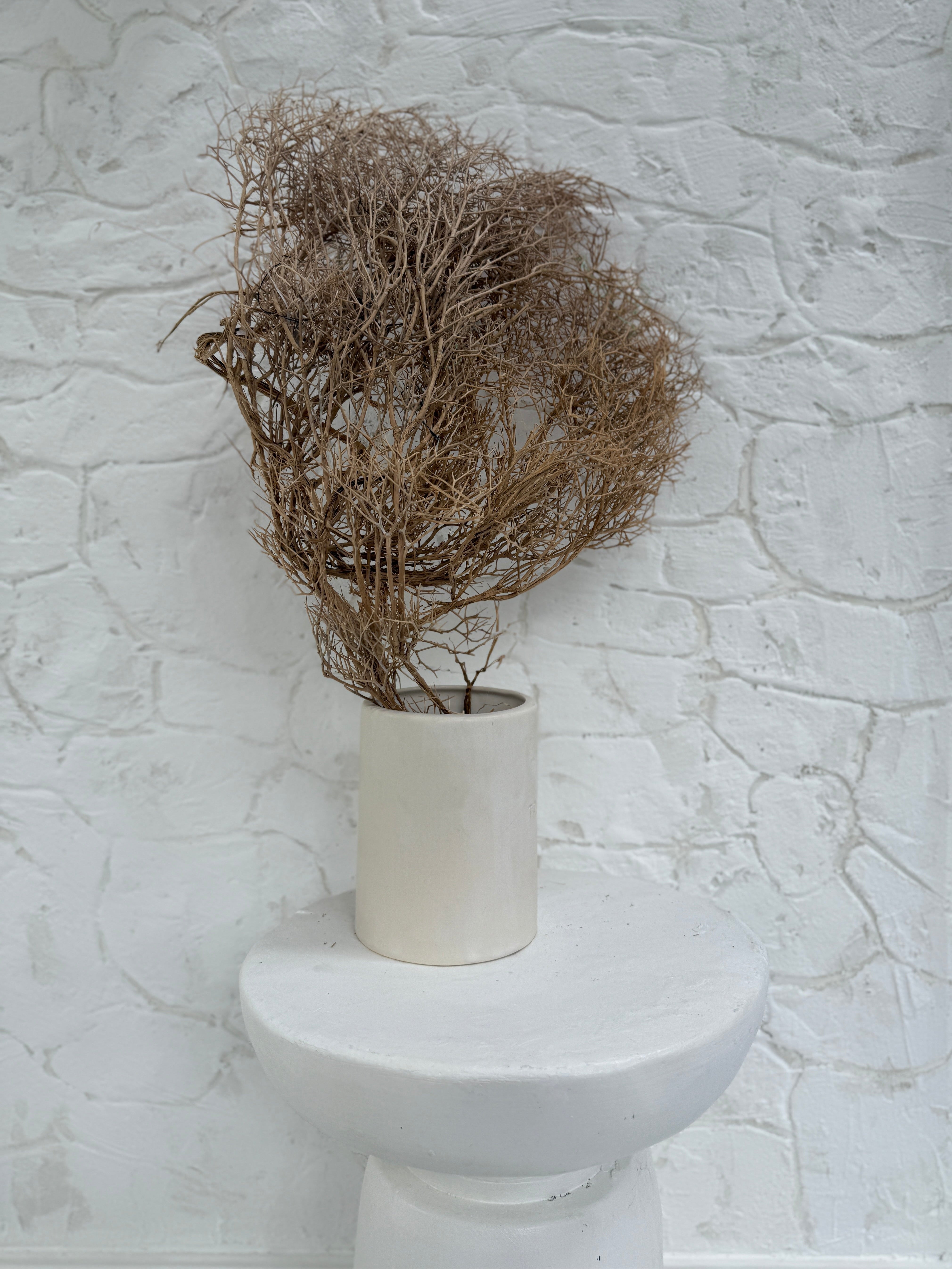 Handmade ceramic canister vase for kitchen utensils or flowers in a neutral finish