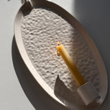Handmade oval ceramic wall sconce, old-world taper candle holder