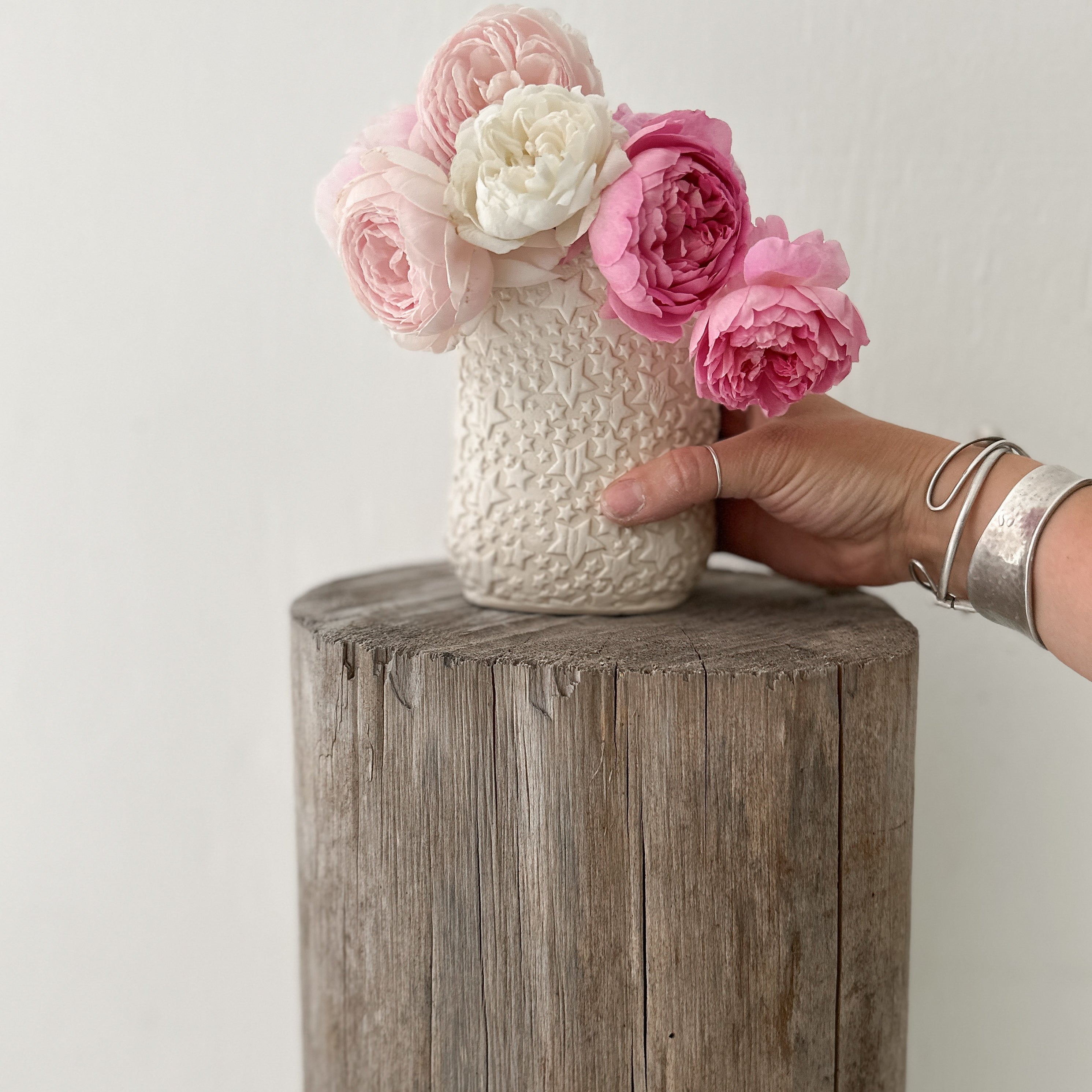 Star-textured ceramic vase, additional view