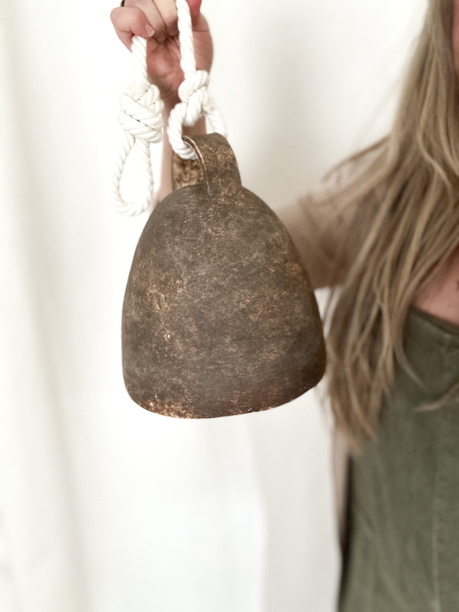 Handmade large ceramic campana bell, alternate view